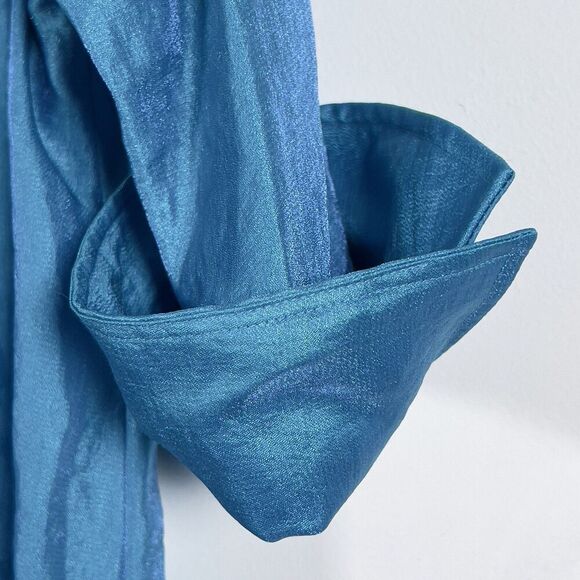 Ali Miles Tunic Top Womens Sz 2X Blue Wire Collar 3/4 Sleeves Button Front - Picture 8 of 11